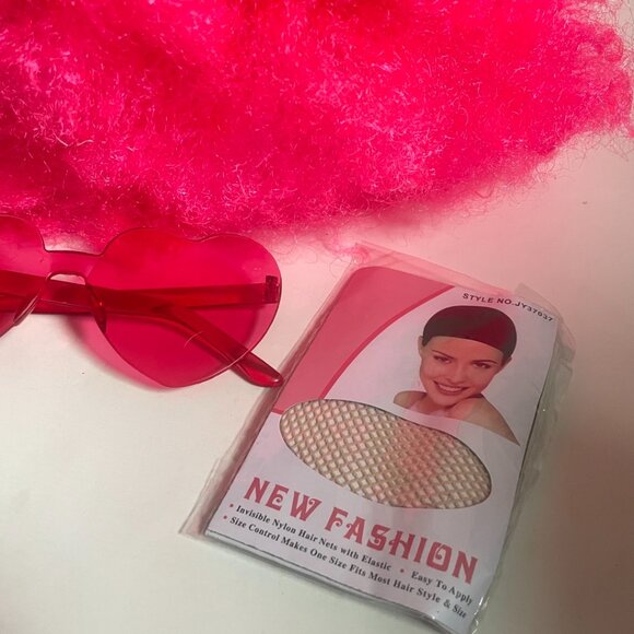 Hot Pink Afro Wig with Glasses - Picture 10 of 11